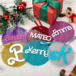 Personalised Retro Dolly Font Glitter Christmas Tree Ornament with Initial and Name Multicolour Stocking Tag Christmas Gift for Family Friend