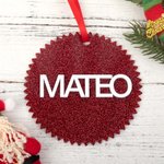 Personalised Retro Dolly Font Glitter Christmas Tree Ornament with Initial and Name Multicolour Stocking Tag Christmas Gift for Family Friend