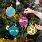 Personalised Retro Dolly Font Glitter Christmas Tree Ornament with Initial and Name Multicolour Stocking Tag Christmas Gift for Family Friend