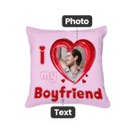 Funda de cojín personalizada con foto de corazón I Love My Boy/Girlfriend Funda de cojín Sweet Home Decor Regalo de aniversario de San Valentín para p