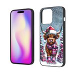 Funda personalizada para iPhone con el nombre de la vaca Highland de Navidad de dibujos animados de nieve Regalo de Navidad para la familia amigo High