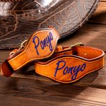 Personalized 2 Pcs Cowhide Leather Saddle Stirrup Hobbles with Glittering Monogram Name Birthday Horse Riding Gift for Horse Lovers