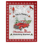 Couverture Personnalisée avec Nom pour Regarder un Film de Noël Image Camion Rouge Cadeau Noël pour Membre de la Famille ou Ami