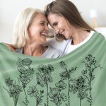 Couverture Flanelle Laine Personnalisée avec 1-8 Fleurs de Naissance et Noms Cadeau Anniversaire pour Maman Grand-Mère