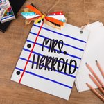 Personalised Notebook Paper Design Wooden Teacher Door Sign with Name Classroom Decor Back to School Gift for Teacher