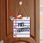 Personalised Notebook Paper Design Wooden Teacher Door Sign with Name Classroom Decor Back to School Gift for Teacher