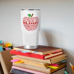 Personalised Apple Pattern 30oz Tumbler with Name and Text Teachers' Day Gift for Teacher
