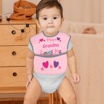 Babero Impermeable Personalizado Somebody Loves Me con Bolsillo Cierre de Lazo Ajustable Regalo de Baby Shower para Bebé Bebé