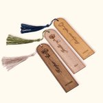 Signet de Livres Personnalisé avec Nom et Fleur de Naissance Gravés Marque-Page en Bois pour Femme Amoureuse de Lecture Cadeau Anniversaire Fête