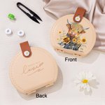 Henkilökohtainen auringonkukka Highland Cow Käsityökalu Kannettava nahka ompelusarja Set nimi syntymäpäivälahja hänelle