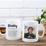 Personalisierte Definition von Papa Großvater Foto Keramikbecher Kaffeetasse Vatertag Geschenk für Eltern Großeltern Familie