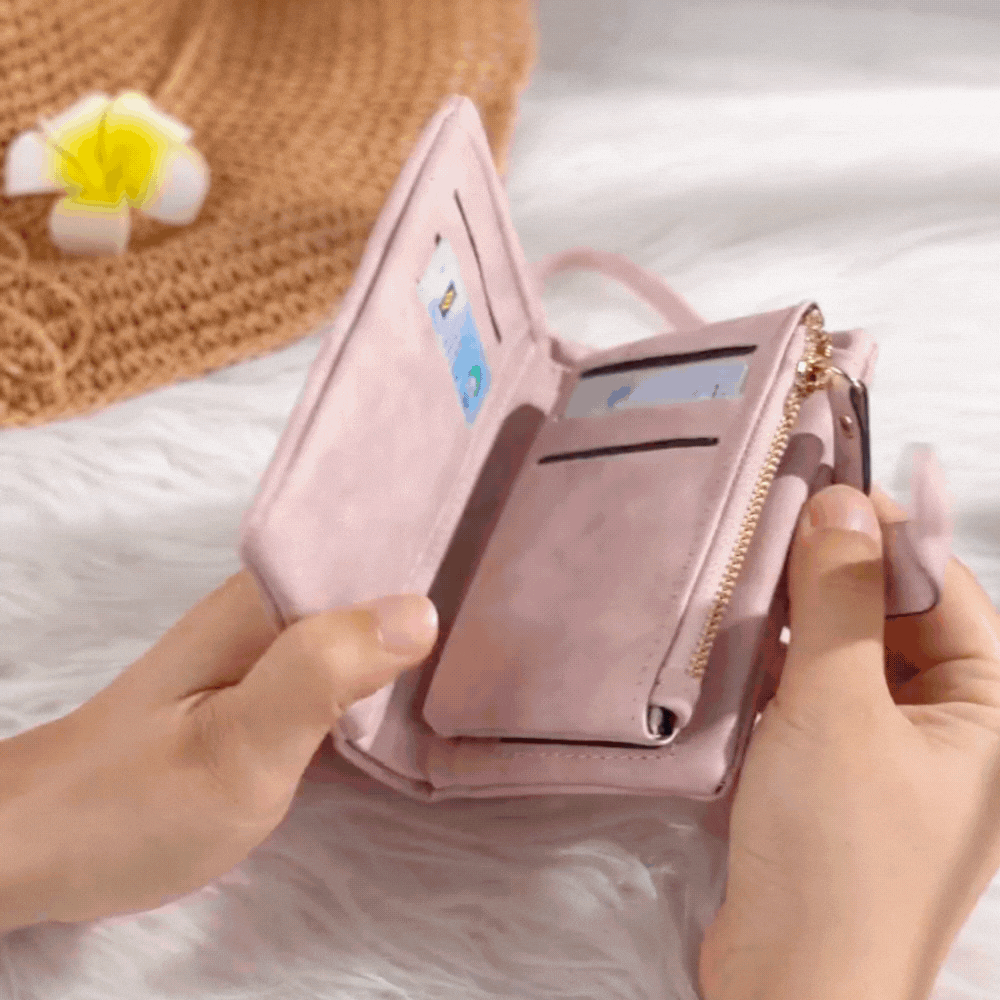 Personalized Tri-Fold Butterfly Birth Flower Leather Wallet with Coin Holder Birthday Christmas Gift for Woman