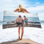 Serviette de Plage Personnalisée avec Collage de 1 à 6 Photos Accessoire Séchage Rapide Cadeau d'Anniversaire pour Ami Famille