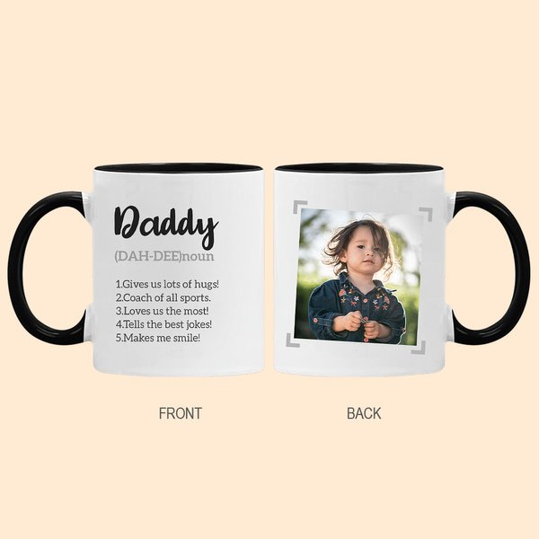 Personalisierte Definition von Papa Großvater Foto Keramikbecher Kaffeetasse Vatertag Geschenk für Eltern Großeltern Familie