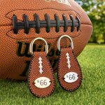 Personalized Leather-textured Football Keychain Bag Tag with Number Plate Sport Theme Accessory Gift for Football Player Sport Enthusiast