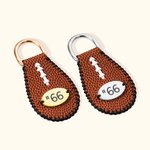 Personalized Leather-textured Football Keychain Bag Tag with Number Plate Sport Theme Accessory Gift for Football Player Sport Enthusiast