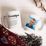 Personalisierte Definition von Papa Großvater Foto Keramikbecher Kaffeetasse Vatertag Geschenk für Eltern Großeltern Familie