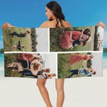Serviette de Plage Personnalisée avec Collage de 1 à 6 Photos Accessoire Séchage Rapide Cadeau d'Anniversaire pour Ami Famille