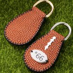 Personalized Leather-textured Football Keychain Bag Tag with Number Plate Sport Theme Accessory Gift for Football Player Sport Enthusiast