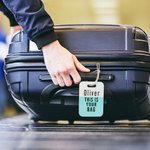 Personlig rolig färgglad resväska med namn och adress födelsedag julklapp för reseälskare