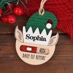 Personalized Daily Elf Report Christmas Ornament with Name Toggle to Naught or Nice Christmas Gift for Kids