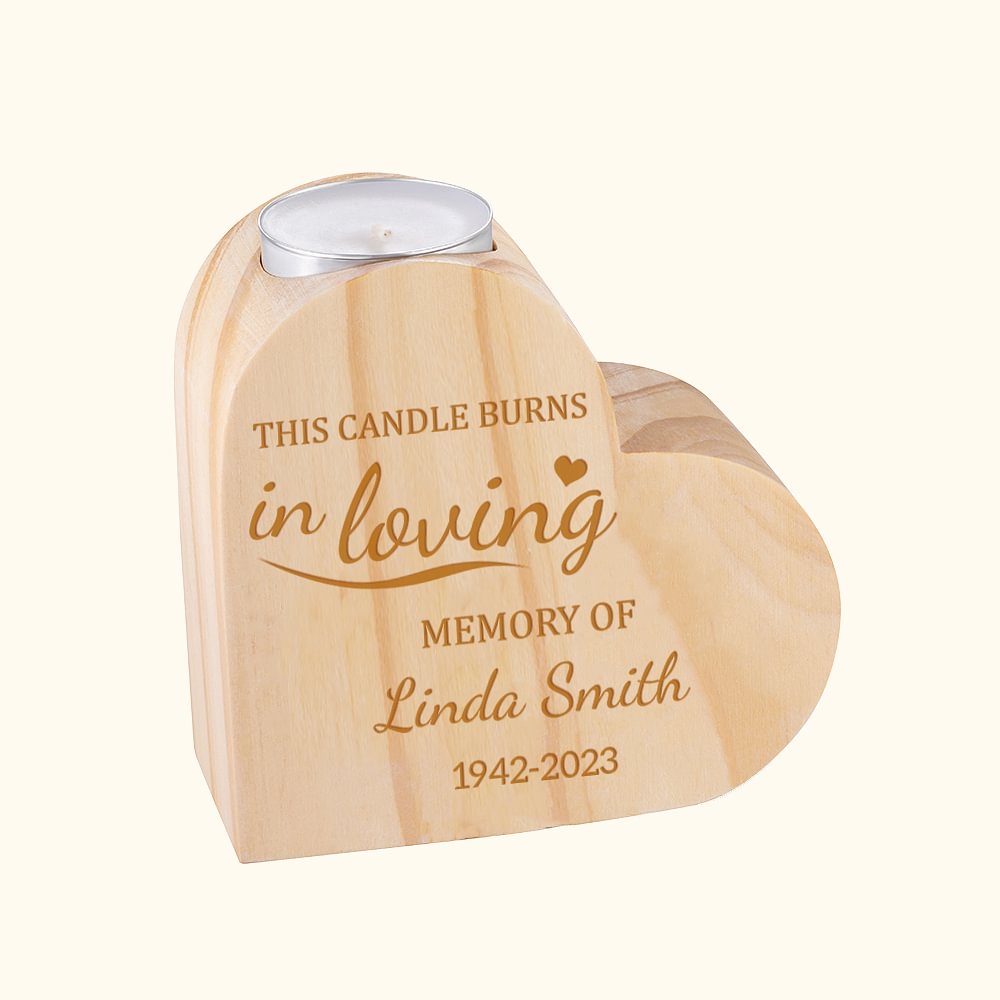 Bougeoir en bois en forme de coeur personnalisé et gravé Cadeau commémoratif pour la famille et les amis