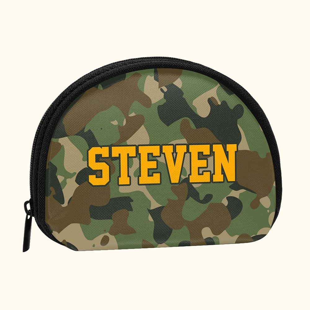 Personnalisé Camouflage Style Change Portefeuille Fermeture éclair Sac avec Nom Cadeau pour Garçon Enfant