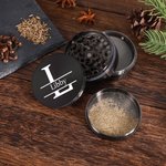 Personalized Tobacco Herb Spice Grinder Monogram Metal Crusher with Mesh Sieve and Mini Scraper Gift for Tobacco Spice Lover