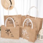 Sac Fourre-Tout Personnalisé avec Nom et Fleur à Papillons Sac en Jute de Grande Capacité Cadeau de Mariage Bridal Shower pour Femme