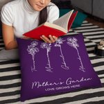 Personalized Birth Flower Garden Love Grows Here Cushion Throw Pillow Cover Mother's Day Christmas Gift for Mom Grandma