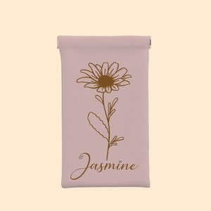 Personalisierte Geburt Blume Squeeze Top Leder Brillenetui mit Namen Geburtstag Brautjungfer Geschenke für Familie Freund