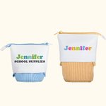 Personligt pennfodral i canvas med färgglatt namn Födelsedagspresent till skolstart för barn