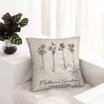 Personalized Birth Flower Garden Love Grows Here Cushion Throw Pillow Cover Mother's Day Christmas Gift for Mom Grandma