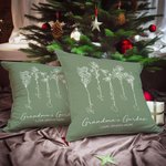 Personalized Birth Flower Garden Love Grows Here Cushion Throw Pillow Cover Mother's Day Christmas Gift for Mom Grandma