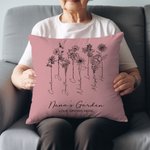 Personalized Birth Flower Garden Love Grows Here Cushion Throw Pillow Cover Mother's Day Christmas Gift for Mom Grandma
