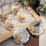 Personalized Dried Flowers Wedding Acrylic Magnet with Couple's Name Bridal Shower Wedding Invitation for Guest