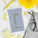 Personalizado Nacimiento Flor Squeeze Top Funda de gafas de cuero con nombre Cumpleaños Dama de honor Regalos para la familia amigo