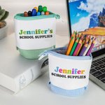 Personligt pennfodral i canvas med färgglatt namn Födelsedagspresent till skolstart för barn