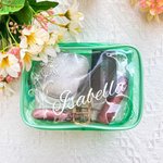 Personalised Birth Flower Name Clear Makeup Travel Cosmetic Bag Water Proof Birthday Bachelorette Party Gift for Her