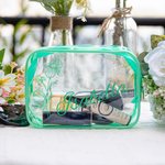 Personalised Birth Flower Name Clear Makeup Travel Cosmetic Bag Water Proof Birthday Bachelorette Party Gift for Her