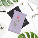 Personalizzato acquerello nascita fiore Squeeze Top viaggio occhiali caso con nome compleanno Natale damigella d'onore regalo per le donne ragazze