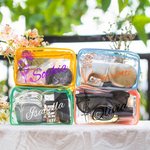 Personalised Birth Flower Name Clear Makeup Travel Cosmetic Bag Water Proof Birthday Bachelorette Party Gift for Her