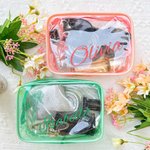 Personalised Birth Flower Name Clear Makeup Travel Cosmetic Bag Water Proof Birthday Bachelorette Party Gift for Her
