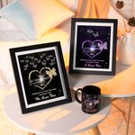 Personalized Whenever You Touch This Heart You'll Know I Love You Butterfly Frame with 1-9 Names Birthday Mother’s Day Gift for Mom Grandma