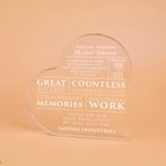 Personalisierte Acryl Herz geformt Plaque mit Text Ruhestand Geschenk