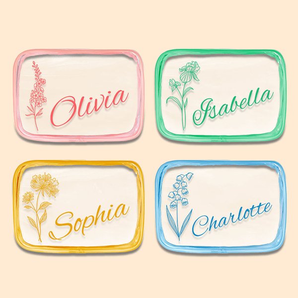 Personalisierte Geburt Blume Name klar Make-up Reisen Kosmetiktasche Wasser Beweis Geburtstag Bachelorette Party Geschenk für sie