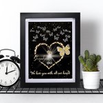 Personalized I Love You with All Our Heart Butterfly Frame with 1-9 Names Birthday Mother’s Day Gift for Mom Grandma