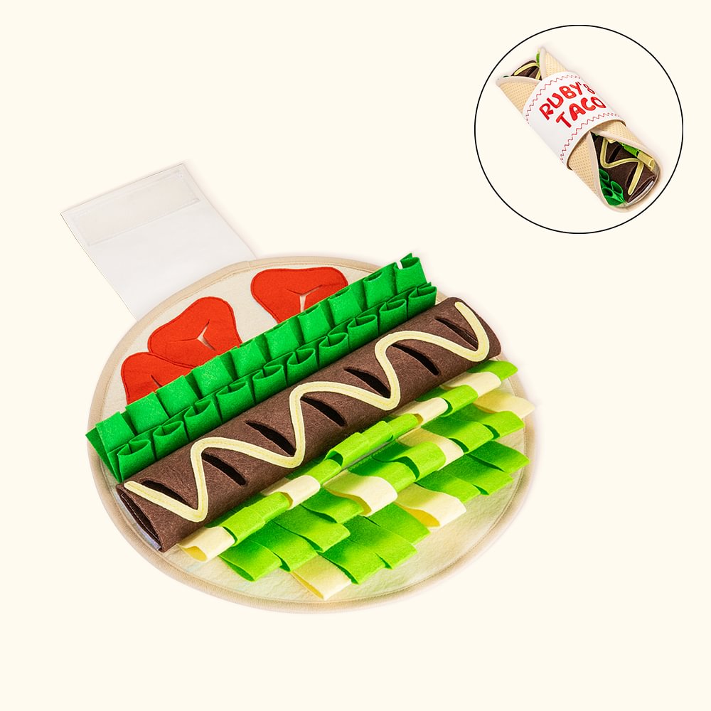 Tapis d'éveil Taco personnalisé pour animaux de compagnie pour une alimentation lente et une recherche naturelle de nourriture Jouet interactif pliabl
