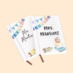 Personalised A5 Rainbow Glitter Bunting Leather Teacher Journal Notebook with Name Thank You Gift for Teacher