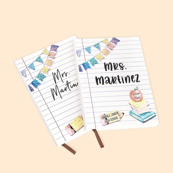 A5 Rainbow Glitter Bunting Leather Journal Notebook